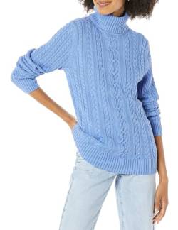 Amazon Essentials Damen Leichter Rollkragenpullover Mit Zopfmuster (Erhältlich In Übergröße), Blau, 6XL Große Größen von Amazon Essentials