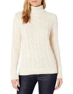 Amazon Essentials Damen Leichter Rollkragenpullover Mit Zopfmuster (Erhältlich In Übergröße), Creme, M von Amazon Essentials