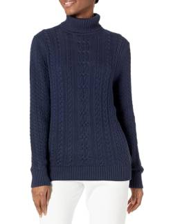 Amazon Essentials Damen Leichter Rollkragenpullover Mit Zopfmuster (Erhältlich In Übergröße), Marineblau, XXL von Amazon Essentials