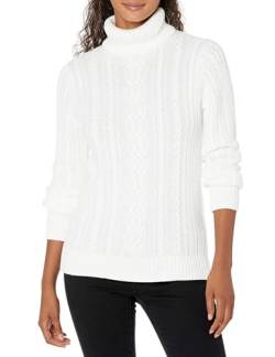 Amazon Essentials Damen Leichter Rollkragenpullover Mit Zopfmuster (Erhältlich In Übergröße), Weiß, XXL von Amazon Essentials