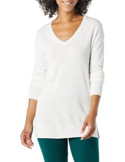 Amazon Essentials Damen Leichter Tunika-Pullover Mit Langen Ärmeln Und V-Ausschnitt (Erhältlich In Übergröße), Weiß, XS von Amazon Essentials