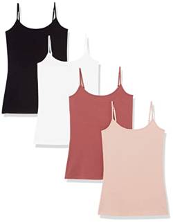 Amazon Essentials Damen Mieder mit schmaler Passform, 4er-Pack, Taupe/Dunkelrosé/Schwarz, XL von Amazon Essentials