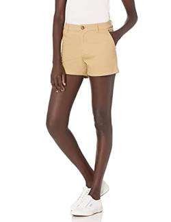 Amazon Essentials Damen Mittelhohe, schmal geschnittene, Chino Shorts mit 9 cm Schrittlänge, Khakibraun, 36 von Amazon Essentials