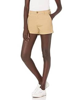 Amazon Essentials Damen Mittelhohe, schmal geschnittene, Chino Shorts mit 9 cm Schrittlänge, Khakibraun, 38-40 von Amazon Essentials