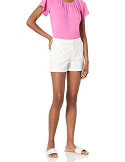 Amazon Essentials Damen Mittelhohe, schmal geschnittene, Chino Shorts mit 9 cm Schrittlänge, Weiß, 34 von Amazon Essentials