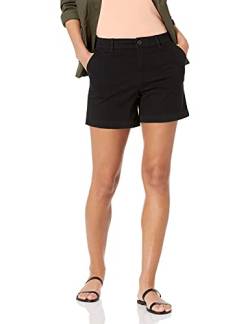 Amazon Essentials Damen Mittelhohe, schmal geschnittene, khakifarbene Shorts mit 13 cm Schrittlänge (erhältlich in gerader und kurviger Passform), Schwarz, 40 von Amazon Essentials