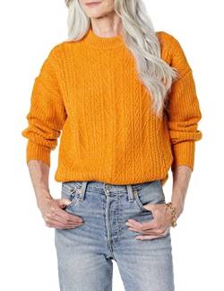 Amazon Essentials Damen Moderner Soft-Touch-Pullover Mit Rundhalsausschnitt (Erhältlich In Übergröße), Orange, L von Amazon Essentials