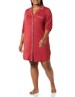 Amazon Essentials Damen Nachthemd mit Paspeln (Erhältlich in Übergröße), Dunkelrot, S von Amazon Essentials