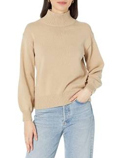 Amazon Essentials Damen Pullover aus Baumwolle mit hohem Stehkragen (erhältlich in Übergröße), Hellbraun, L von Amazon Essentials
