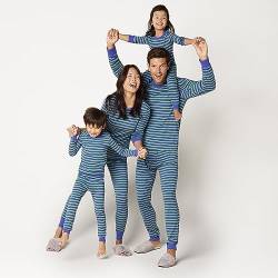 Amazon Essentials Damen Pyjamaset aus Baumwolle, Gute Passform-Auslauffarben, Blau Grün Streifen, XXL von Amazon Essentials