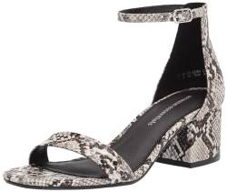 Amazon Essentials Damen Sandale mit Absatz und Zwei Riemchen, Schwarz Weiß Schlangenhautoptik, 38.5 EU von Amazon Essentials