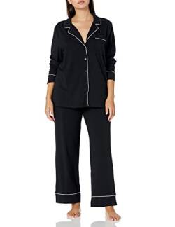 Amazon Essentials Damen Schlafanzug-Set Baumwollmodal Langärmliges Hemd Und Lange Hose (Erhältlich In Übergröße), Schwarz, M von Amazon Essentials