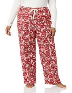 Amazon Essentials Damen Schlafhose aus Flanell (in Übergröße erhältlich), Rot Weihnachtsmann, L von Amazon Essentials