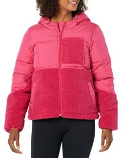 Amazon Essentials Damen Sherpa-Puffer-Jacke, Intensive Rosa, M von Amazon Essentials