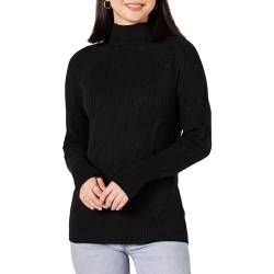 Amazon Essentials Damen Soft-Touch-Pullover mit Trichterkragen und Zopfmuster, Schwarz, XS von Amazon Essentials