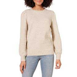 Amazon Essentials Damen Soft-Touch-Pullover mit plissierter Schulter und Rundhalsausschnitt, Beige, XL von Amazon Essentials