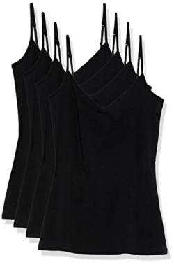 Amazon Essentials Damen Strick-Lagen-Camisole mit V-Ausschnitt in schmaler Passform (erhältlich in Übergrößen), 4er-Pack, Schwarz, XXL von Amazon Essentials