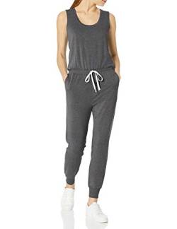 Amazon Essentials Damen Studio-Frotteefleece-Jumpsuit (Erhältlich in Übergröße), Dunkelgrau Meliert, XXL von Amazon Essentials