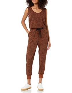 Amazon Essentials Damen Studio-Frotteefleece-Jumpsuit (Erhältlich in Übergröße), Schwarz Braun Tiermuster, XS von Amazon Essentials