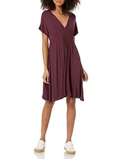 Amazon Essentials Damen Surplice-Kleid (Erhältlich in Übergröße), Burgunderrot, XXL von Amazon Essentials