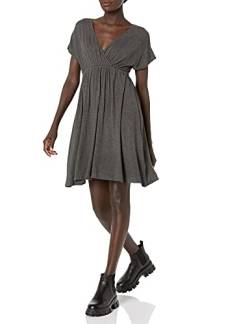 Amazon Essentials Damen Surplice-Kleid (Erhältlich in Übergröße), Dunkelgrau Meliert, L von Amazon Essentials