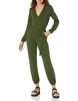 Amazon Essentials Damen Surplice-Overall aus Strick (in Übergröße erhältlich), Dunkles Olivgrün, L von Amazon Essentials