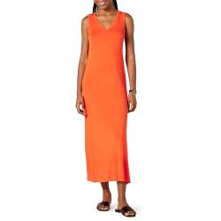 Amazon Essentials Damen Tank-Maxikleid aus Jersey mit V-Ausschnitt, Kräftiges Orange, XXL von Amazon Essentials