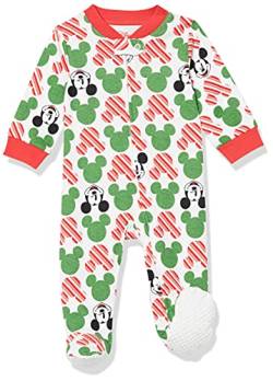 Amazon Essentials Disney Baby Jungen Eng anliegende Baumwoll-Schlafanzüge, Mickey Holiday - Sleep & Play, 0 Monate von Amazon Essentials