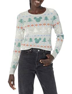 Amazon Essentials Disney | Marvel | Star Wars Damen Leichte Pullover mit Rundhalsausschnitt, Mickey Fair Isle - Womens, L von Amazon Essentials