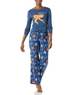 Amazon Essentials Disney | Marvel | Star Wars Damen Schlafanzug-Schlaf-Sets Flanell, Marvel Captain America, XL von Amazon Essentials