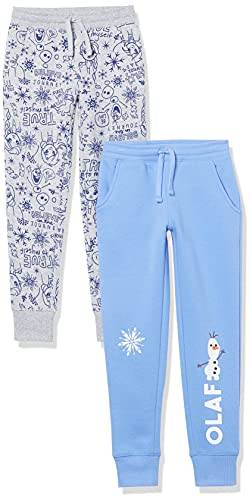 Amazon Essentials Disney | Marvel | Star Wars | Frozen | Princess Mädchen Jogginghose aus Fleece (zuvor Spotted Zebra), 2er-Pack, Blau/Grau Frozen 2 Olaf, 9 Jahre von Amazon Essentials