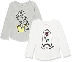 Amazon Essentials Disney | Marvel | Star Wars | Frozen | Princess Mädchen Langärmelige T-Shirts, 2er-Pack, Princess Belle, 9 Jahre von Amazon Essentials