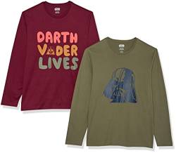 Amazon Essentials Disney | Marvel | Star Wars Herren Langärmelige T-Shirts, 2er-Pack, Star Wars Vader, S von Amazon Essentials