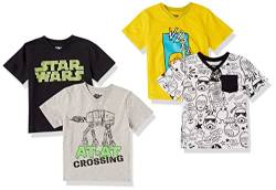 Amazon Essentials Disney | Marvel | Star Wars Jungen Kurzärmelige T-Shirts mit V-Ausschnitt, 4er-Pack, Star Wars Aufdruck/Kritzelmuster, 11-12 Jahre von Amazon Essentials