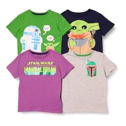Amazon Essentials Disney | Marvel | Star Wars Jungen Kurzärmlige T-Shirts (zuvor Spotted Zebra), 4er-Pack, Star Wars Child, 10 Jahre von Amazon Essentials