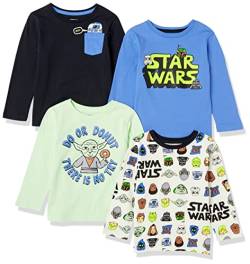 Amazon Essentials Disney | Marvel | Star Wars Jungen Langärmlige T-Shirts (zuvor Spotted Zebra), 4er-Pack, Star Wars Logo, 2 Jahre von Amazon Essentials