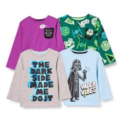 Amazon Essentials Disney | Marvel | Star Wars Jungen Langärmlige T-Shirts (zuvor Spotted Zebra), 4er-Pack, Star Wars Vader, 6-7 Jahre von Amazon Essentials