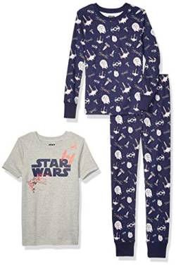 Amazon Essentials Disney | Marvel | Star Wars Jungen Pyjama-Set (Früher Spotted Zebra), 2er-Pack, Grau/Marineblau Star Wars, 3 Jahre von Amazon Essentials