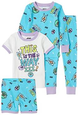 Amazon Essentials Disney | Marvel | Star Wars Mädchen Pyjama-Set (Früher Spotted Zebra), 4er-Pack, Star Wars Mandalorian Friends, 9 Jahre von Amazon Essentials