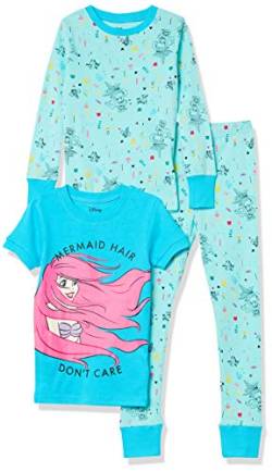 Amazon Essentials Disney | Marvel | Star Wars Mädchen Pyjama-Set (Früher Spotted Zebra), Blau/Hellblau, Meerjungfrau-prinzessinnenhaar, 8 Jahre von Amazon Essentials