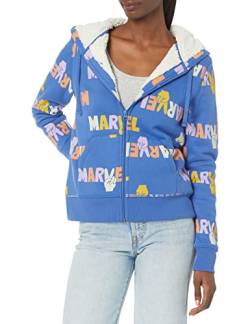 Amazon Essentials Disney | Marvel | Star Wars | Princess Damen Hoodies mit Sherpa-Fleece-Futter und durchgehendem Reißverschluss, Marvel Multi Peace, L von Amazon Essentials