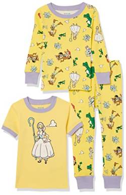 Amazon Essentials Disney | Marvel | Star Wars | Princess Mädchen Eng anliegender Baumwoll-Schlafanzug, 3er-Pack, 3-teiliges Toy Story BO Peep Set, 4 Jahre von Amazon Essentials