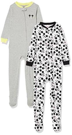 Amazon Essentials Disney | Marvel | Star Wars Unisex Baby Eng anliegender Baumwoll-Schlafanzug, Mickey Moods - Footed Sleeper, 12 Monate von Amazon Essentials