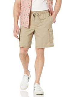 Amazon Essentials Herren 23 cm Cargo-Shorts mit elastischer Taille, Khakibraun, S von Amazon Essentials