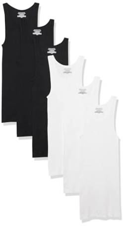 Amazon Essentials Herren Ärmellose Unterhemden, 6er-Pack, Schwarz/Weiß, XXL von Amazon Essentials