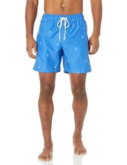 Amazon Essentials Herren Badehose, Schnell Trocknend, 18 cm, Blau Ankermuster, L von Amazon Essentials