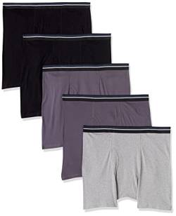 Amazon Essentials Herren Boxershorts aus Baumwolle ohne Etikett, 5er-Pack, Dunkelgrau/Grau/Schwarz, 4XL Große Größen von Amazon Essentials