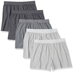 Amazon Essentials Herren Boxershorts aus Baumwolljersey (erhältlich in Big & Tall), 5er-Pack, Grau Meliert/Charcoal Mix, 5XL Große Größen von Amazon Essentials