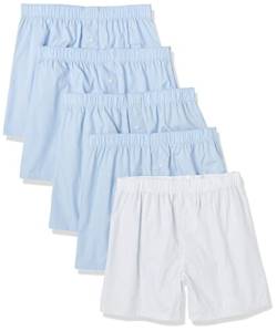 Amazon Essentials Herren Boxershorts aus gewebter Baumwolle (erhältlich in Big & Tall), 5er-Pack, Blassblau Streifen/Hellblau/Weiß Nadelstreifen, 4XL Große Größen von Amazon Essentials