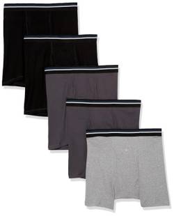 Amazon Essentials Herren Boxershorts ohne Etikett, 5er-Pack, Dunkelgrau/Grau Meliert/Schwarz, L von Amazon Essentials